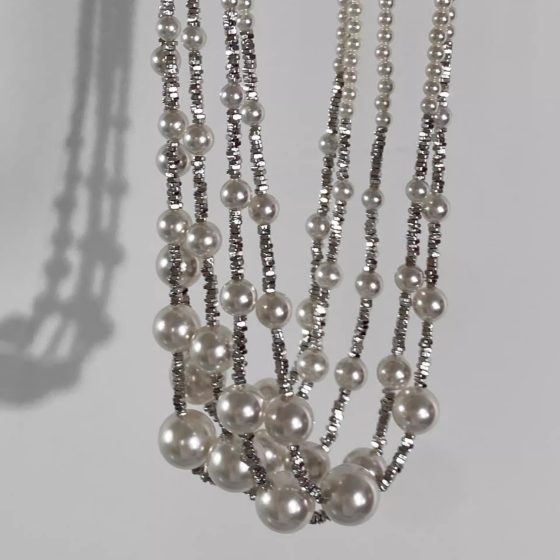 S925 pure silver broken silver gradient Shijia pearl necklace