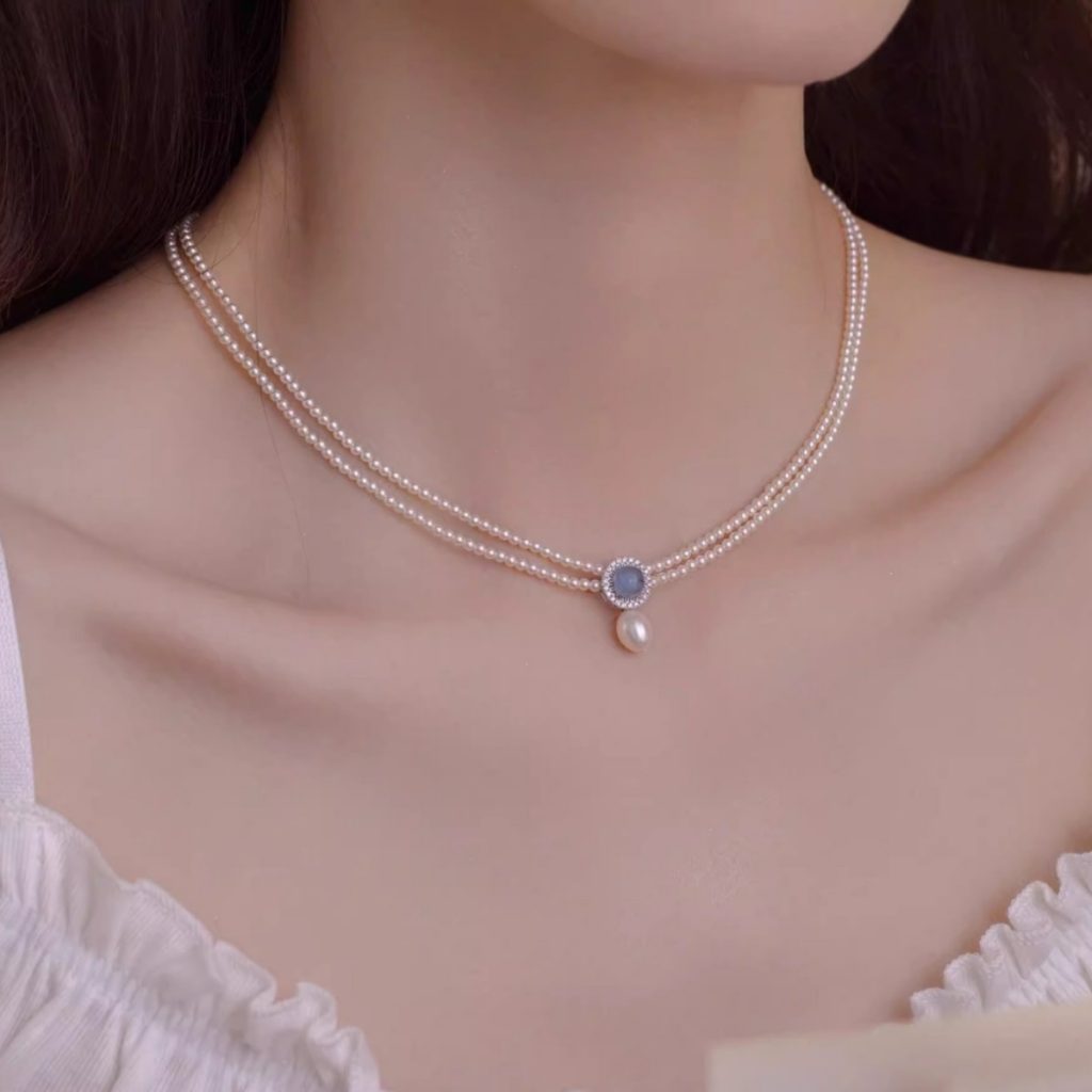 S925 collier de perles Shijia en argent sterling