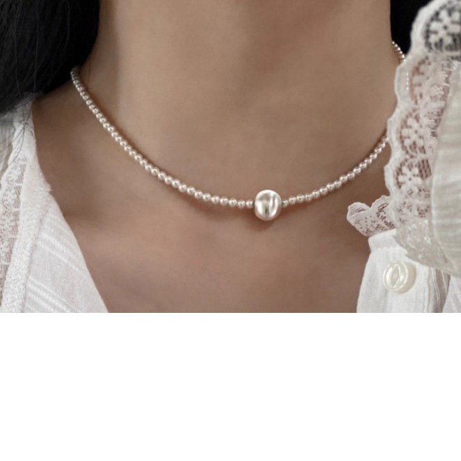 S925 Collier de perles en argent fort