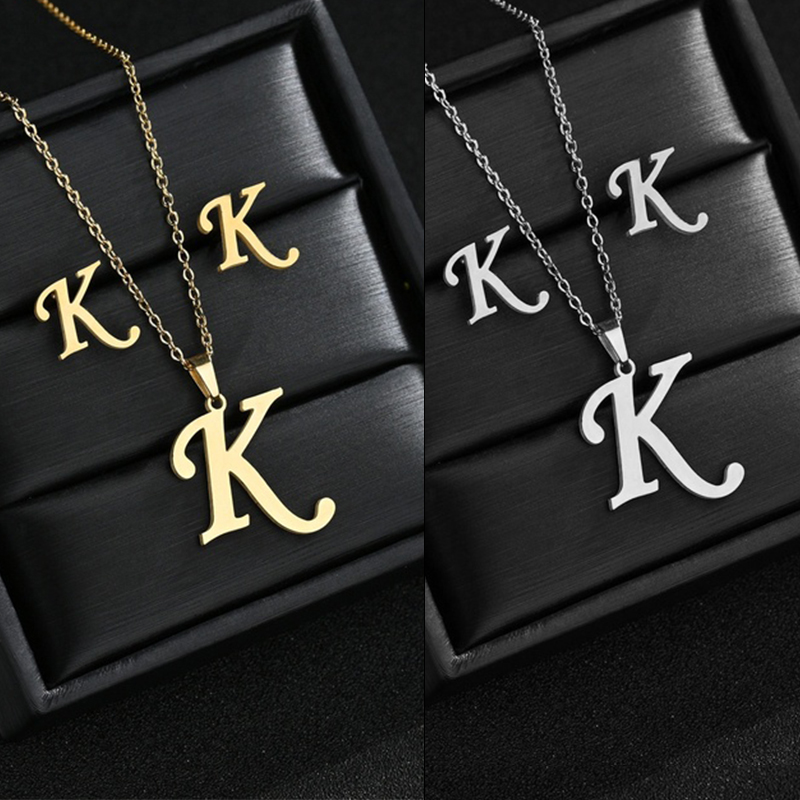 Stainless steel 26 letter fashion necklace manufacturer wholesale